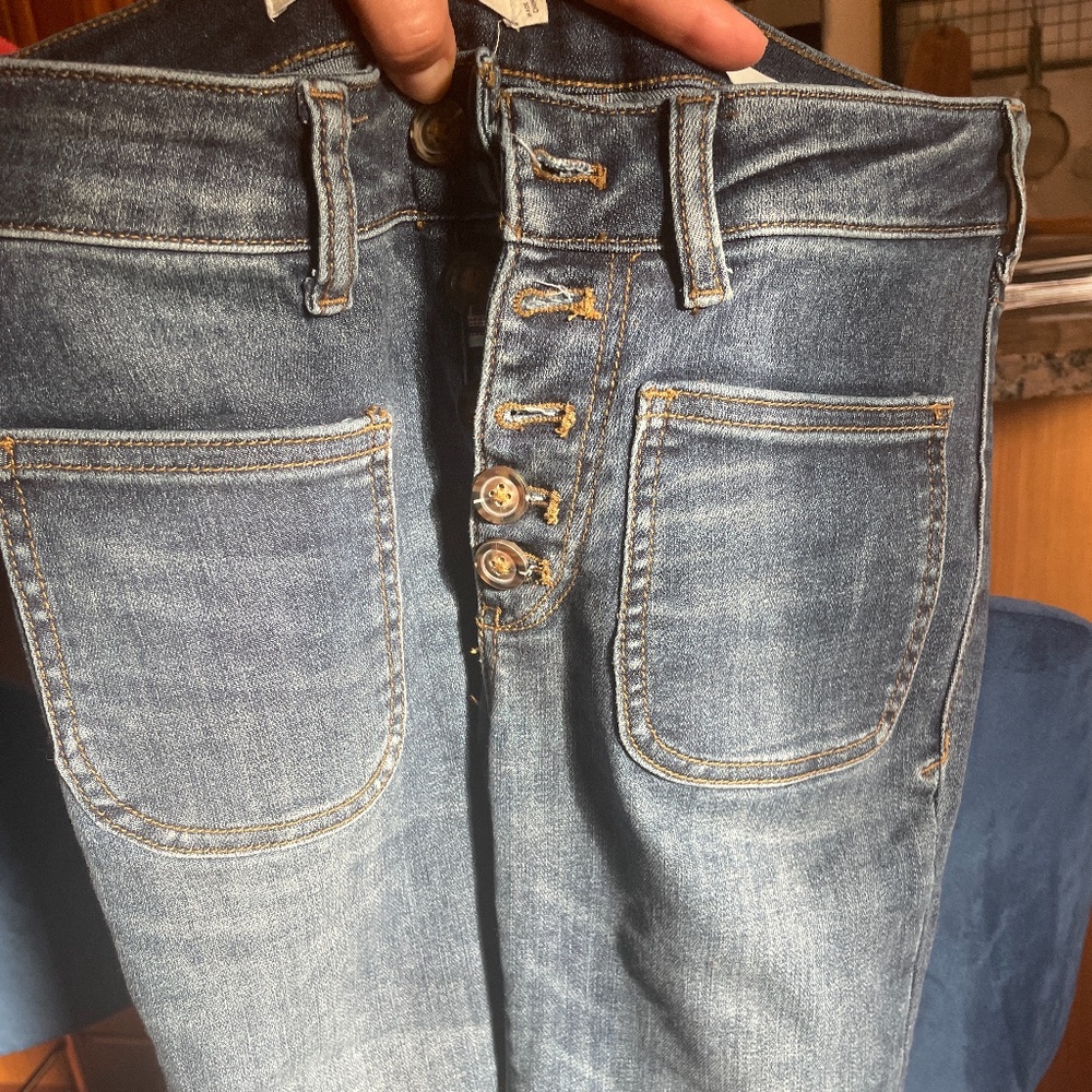 Pilcro & The Letterpress • Button Fly High Rise Denim Leggings